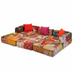 Vidaxl pouf modulaire à 3 places patchwork tissu Vidaxl pouf modulaire à 3 places patchwork tissu