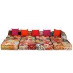 Vidaxl pouf modulaire  4 places patchwork tissu