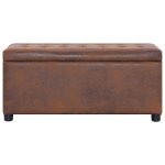 Vidaxl pouf de rangement 87, 5 cm marron similicuir daim