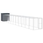 Vidaxl poulailler avec cour anthracite 165x1271x181 cm acier galvanis