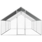 Vidaxl poulailler d'extrieur 2, 75 x 6 x 1, 92 m acier galvanis
