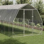 Vidaxl poulailler avec toit 2, 5x10x2, 25 m acier galvanis