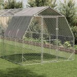 Vidaxl poulailler avec toit 2, 5x12x2, 25 m acier galvanis