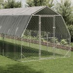 Vidaxl poulailler avec toit 2, 5x6x2, 25 m acier galvanis