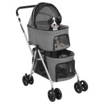 Vidaxl poussette pour chien pliante � 2 niveaux gris 83x48x97 cm