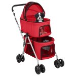 Vidaxl poussette pour chien pliante � 2 niveaux rouge 83x48x97 cm