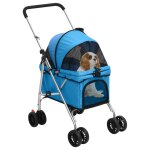 Vidaxl poussette pour chien pliante bleu 76x50x100 cm tissu oxford