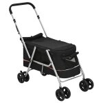 Vidaxl poussette pour chien pliante noir 100x49x96 cm tissu de lin