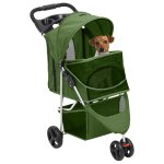 Vidaxl poussette pour chien pliante vert 80x46x98 cm tissu oxford
