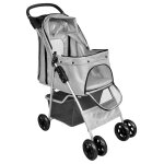 Vidaxl poussette pliable pour chiens / chats gris