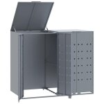 Vidaxl rangement � roulettes pour poubelles pour 2 bacs gris acier