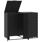 Vidaxl rangement  roulettes pour poubelles pour 2 bacs noir acier
