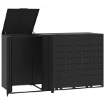 Vidaxl rangement � roulettes pour poubelles pour 3 bacs noir acier