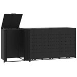 Vidaxl rangement  roulettes pour poubelles pour 4 bacs noir acier
