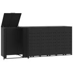 Vidaxl rangement � roulettes pour poubelles pour 4 bacs noir acier