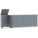 Vidaxl rangement � roulettes pour poubelles pour 5 bacs gris acier