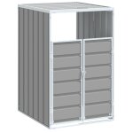 Vidaxl rangement � roulettes pour poubelles pour bac unique gris acier