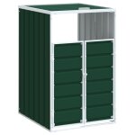 Vidaxl rangement � roulettes pour poubelles pour bac unique vert acier