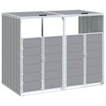 Vidaxl rangement � roulettes pour poubelles pour deux bacs gris acier