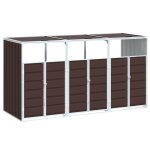 Vidaxl rangement � roulettes pour poubelles pour trois bacs acier