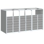Vidaxl rangement � roulettes pour poubelles pour trois bacs gris acier