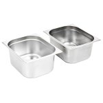 Vidaxl rcipients gastronorm 2 pcs gn 1 / 2 150 mm acier inoxydable