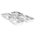 Vidaxl rcipients gastronorm 4 pcs gn 1 / 1 100 mm acier inoxydable