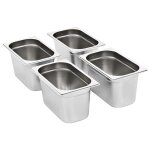 Vidaxl r�cipients gastronorm 4 pcs gn 1 / 4 150 mm acier inoxydable