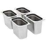 Vidaxl rcipients gastronorm 4 pcs gn 1 / 4 200 mm acier inoxydable