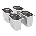 Vidaxl r�cipients gastronorm 4 pcs gn 1 / 4 200 mm acier inoxydable