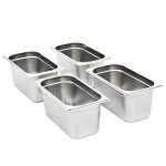Vidaxl rcipients gastronorm 4 pcs gn 1 / 3 150 mm acier inoxydable