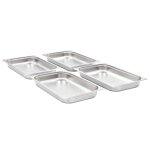 Vidaxl rcipients gastronorm 4 pcs gn 1 / 1 65 mm acier inoxydable