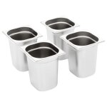 Vidaxl rcipients gastronorm 8 pcs gn 1 / 6 200 mm acier inoxydable