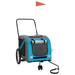 Vidaxl remorque de v�lo pour animaux de compagnie bleu et gris