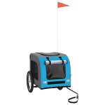 Vidaxl remorque de vlo pour animaux de compagnie bleu et gris