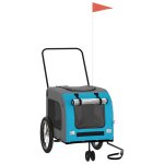 Vidaxl remorque de v�lo pour animaux de compagnie bleu et gris