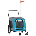 Vidaxl remorque de vélo pour animaux de compagnie bleu et gris Vidaxl remorque de vélo pour animaux de compagnie bleu et gris