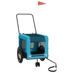 Vidaxl remorque de v�lo pour animaux de compagnie bleu et noir