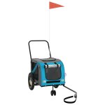 Vidaxl remorque de vlo pour animaux de compagnie bleu et noir