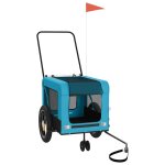 Vidaxl remorque de v�lo pour animaux de compagnie bleu et noir