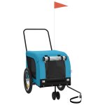 Vidaxl remorque de v�lo pour animaux de compagnie bleu et noir