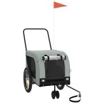 Vidaxl remorque de v�lo pour animaux de compagnie gris et noir