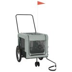 Vidaxl remorque de v�lo pour animaux de compagnie gris et noir