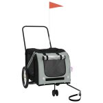 Vidaxl remorque de v�lo pour animaux de compagnie gris et noir