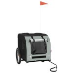 Vidaxl remorque de vlo pour animaux de compagnie gris et noir