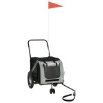 Vidaxl remorque de v�lo pour animaux de compagnie gris et noir