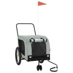 Vidaxl remorque de v�lo pour animaux de compagnie gris et noir