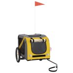 Vidaxl remorque de v�lo pour animaux de compagnie jaune et gris