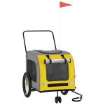 Vidaxl remorque de v�lo pour animaux avec roue avec stockage jaune l