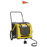Vidaxl remorque de v�lo pour animaux de compagnie jaune et gris